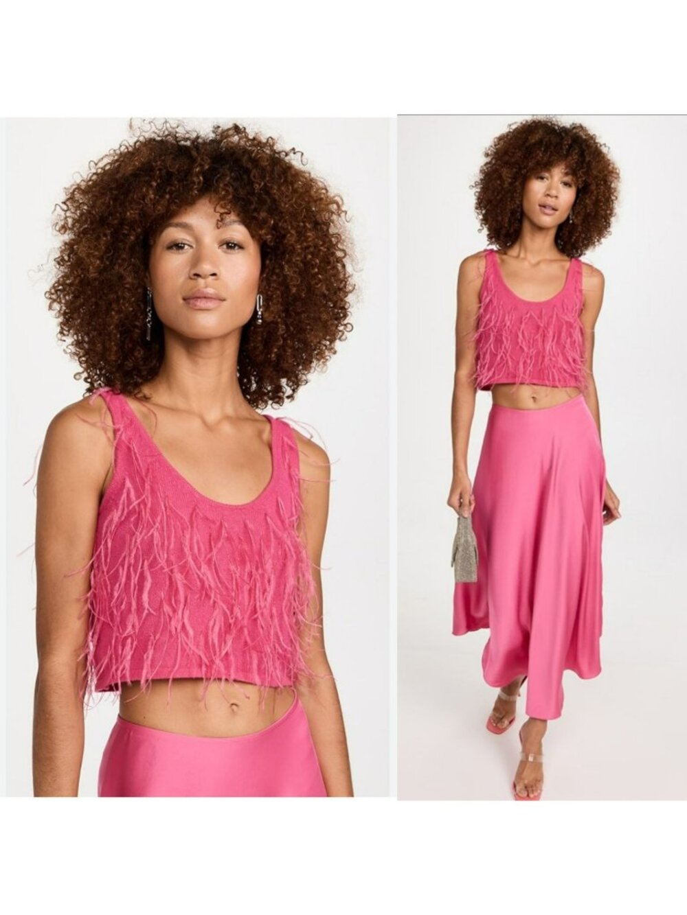 Lapointe $950 Pink Cashmere Ostrich Feather Embroidered Crop Top Elle Woods